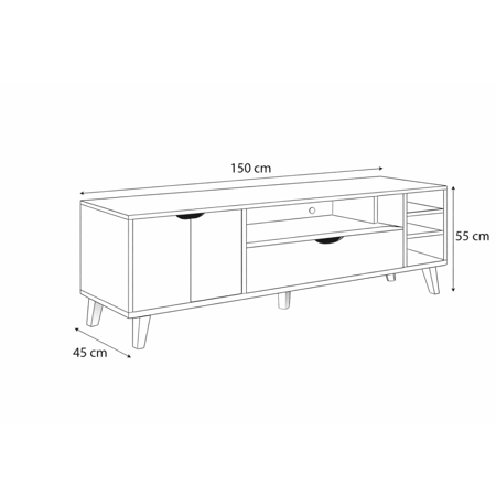 طاولة تلفزيون خشب ماليزي 150 سم لون بيج و أبيض