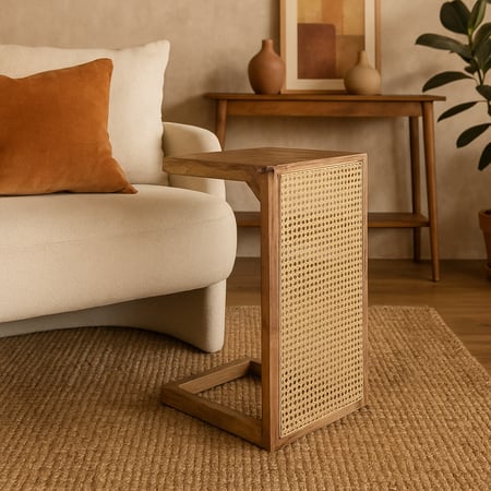 طاولة خدمة هندي بخشب طبيعي مع خزف