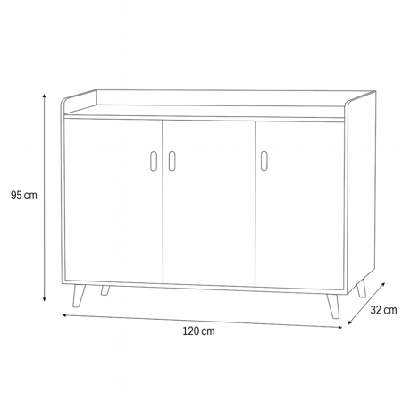 خزانة أحذية خشبية بثلاثة أبواب 120 سم