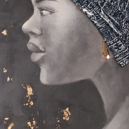 لوحة حائط كانفس - فن إفريقي - لمسات ذهبية