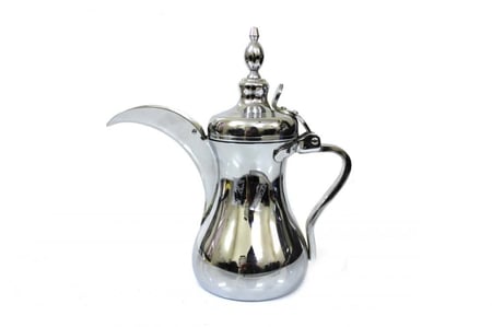 دلة العساف كروم الاصلية من الاستيل الثقيل لون فضي مقاس 48