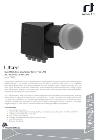 لاقط انفيرتو بلاك الترا الجديد 4 مخارج Ultra Quad High-Gain Low-Noise 40mm PLL LNB