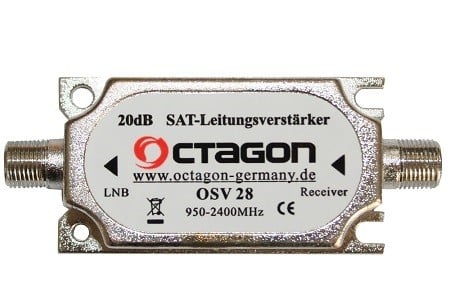 امبلي فاير 20 دي بي مقوي الاشارة من شركة اوكتاجون الماني OCTAGON satellite line amplifier 20dB