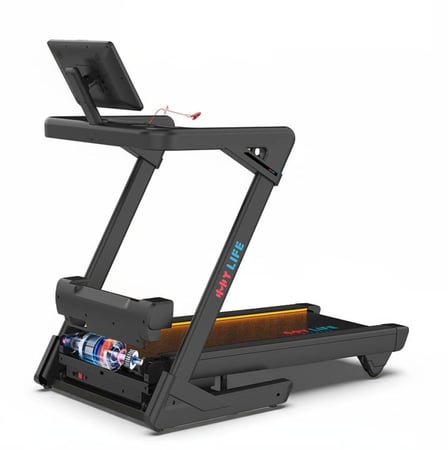 سير مشي كهربائي منزلي AM-H7 – محرك 2.5 حصان – سرعة حتى 20 كم/س – ميل حتى 15% – طي هيدروليكي – شحن لاسلكي وبلوتوث – يتحمل 160 كجم