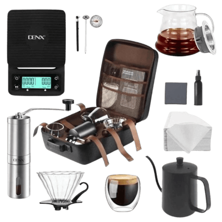 شنطة صنع القهوة 12 قطعة من DENX | مجموعة متكاملة لتحضير القهوة باحترافية وإتقان
