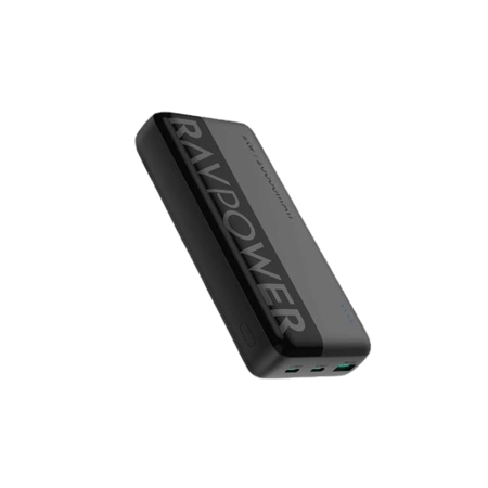 بطارية راف باور بقوة 20 واط بسعة 20000 ملي امبير منفذين تايب سي و منفذ يو اس بي - اسود