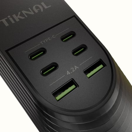 توصيلة بثلاث منافذ طاقة، اربع منافذ تايب سي ، منفذين USB بقوة3250W