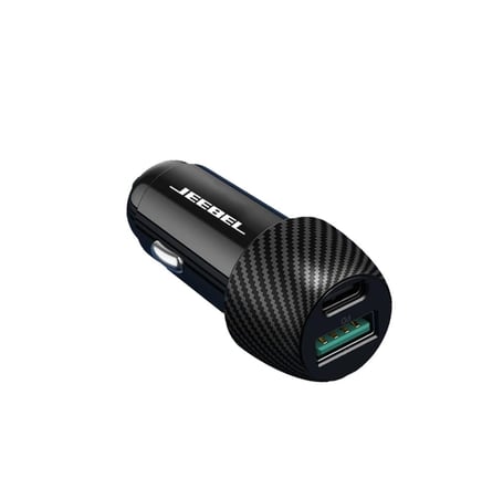 شاحن سيارة جيبل 38 واط منفذ USB ومنفذ USB-C | اسود