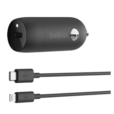 بيلكن شاحن سيارة بي دي 20 واط و كيبل تايب سي تو لايتننق