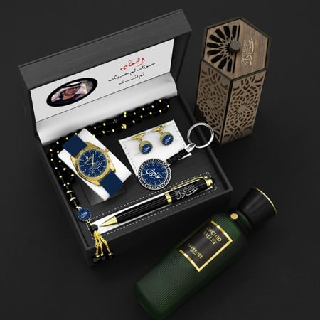 هدية رجالية مميزة ساعة بالاسم وإكسسوارات فاخرة
