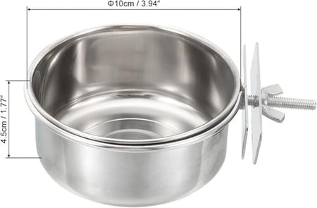 ماكليه معلف ستيل بحامل مأكلية طيور ببغاوات امنه وصحية وعاء تغذية طيور