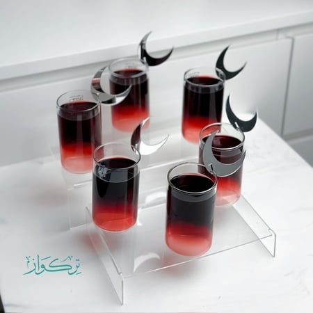 (6) قطع تعليقات أكواب هلال  | فضي