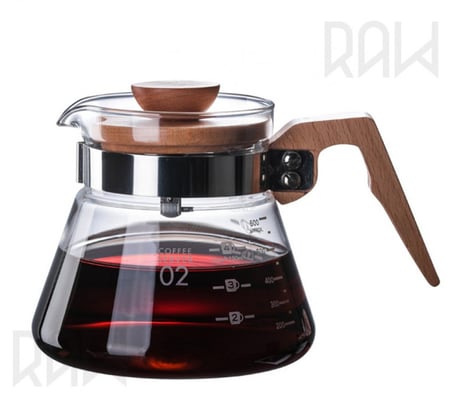 سيرفر زجاجي بمقبض وغطاء خشبي