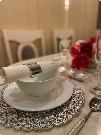 قاعده تحت الصحن بمرايا لون  فضي