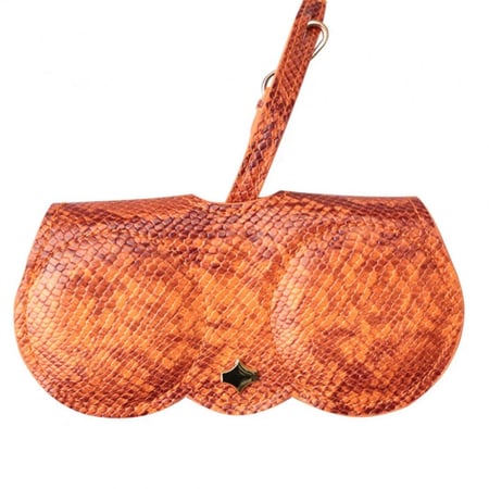 حافظة نظارات جلد ثعبان برتقالي