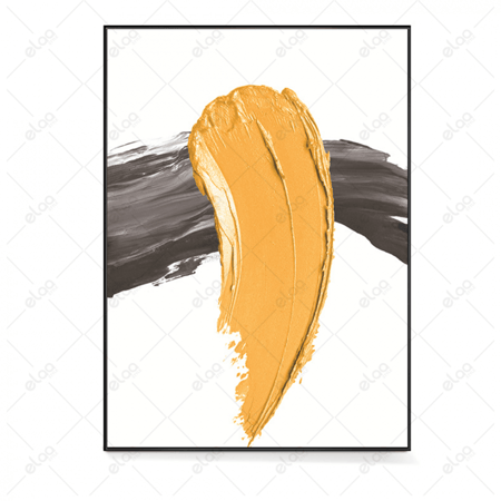 لوحات فني تجريدي باللون أصفر و الاسود خلفية بيضاء