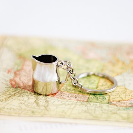 ميدالية مفاتيح لعشاق لاتيه ميداليات أدوات القهوة هدية رجالية نسائية