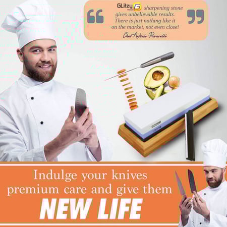 حجر جلخ وسن السكاكين8000/3000، مع قاعدة من خشب البامبو ومحدد الزاوية