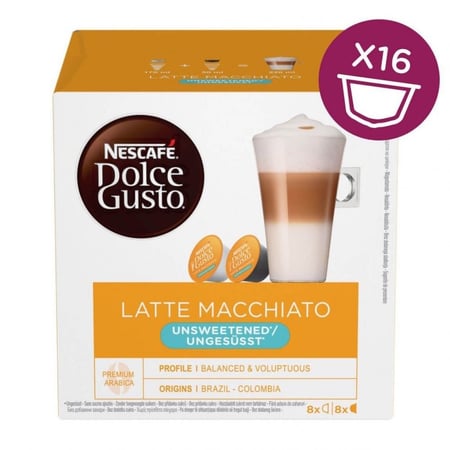 كبسولات لاتيه ماكياتو غير محلى 16 كبسولة دولتشي غوستو