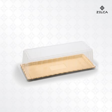 علب وعاء ذهبي مستطيل مع غطاء شفاف