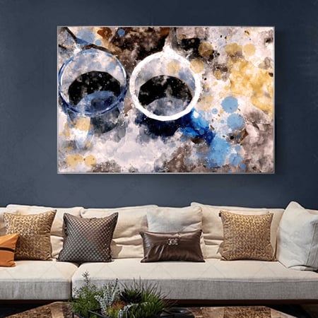 لوحة جدارية فناجين القهوة مع قطرة مائية