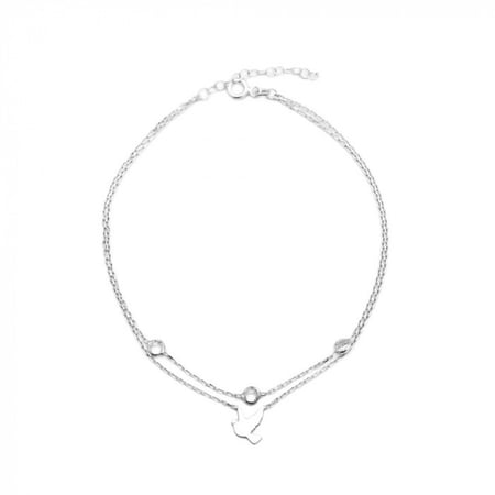 خلخال الكريستالات الفضية والطائر في سلسلة مزدوجة - من مجموعة نفيس هدايا مجوهرات هدية نسائية فاخرة 62