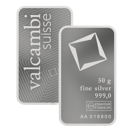 سبيكة فضة فالكامبي بنقاء 999 بوزن 50 غرام