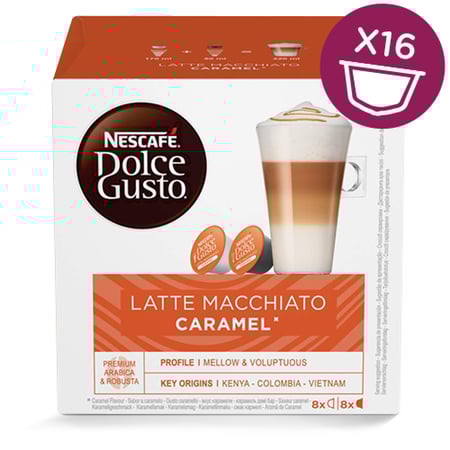 كبسولات لاتيه كراميل دولتشي غوستو 16 كبسوله  NESCAFE DOLCE GUSTO MACHIATO CARAMEL