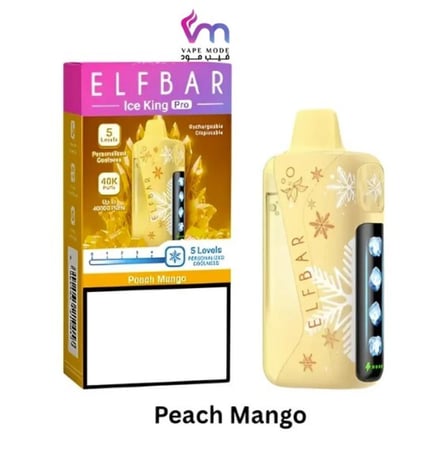 سحبة الف بار ايس كينق برو 40 الف سحبة خوخ مانجو ELFBAR Ice King Pro 40