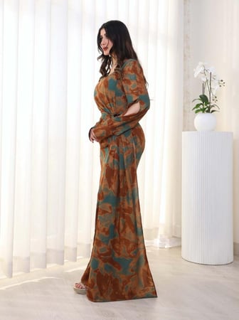 فستان ناعم مشجر باكسسوار بالخصر