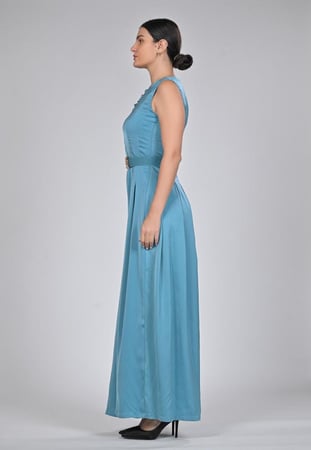 جمبسوت حرير ستان سماوي مع حزام