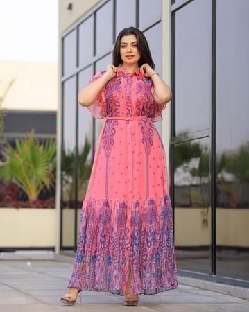 جلابية شيفون بيور مع بطانة داخلية بتصميم فاخر