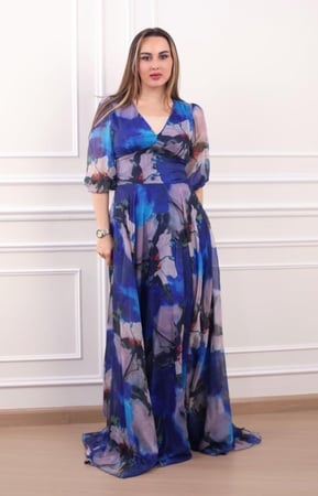 فستان شيفون مشجر كحلي