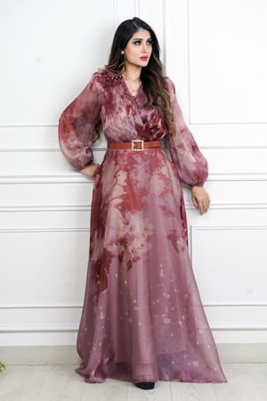 فستان اورجانزا مشجر طويل بورود ثلاثية الابعاد