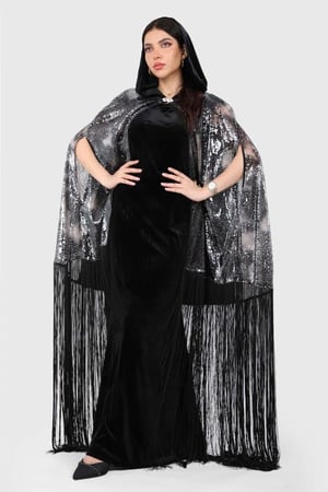 قفطان سهرة مخمل مع وشاح ترتر ومن الاسفل هدب