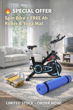 دراجة ثابتة +فرشة+ عجلة تمرين البطن