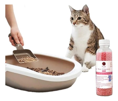 معطر رمل قطط على شكل حبيبات صغيرة متوفر بعدة روائح