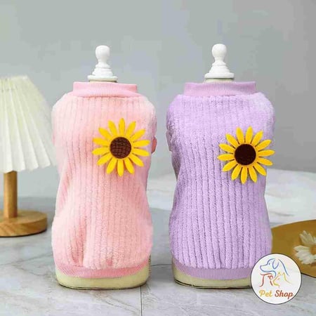 ملابس قطط وكلاب صغيرة شتوية مخمل مع وردة متعددة الالوان