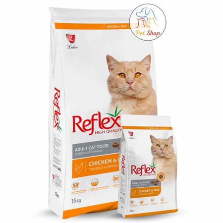 ريفلكس طعام جاف للقطط البالغة بنكهة الدجاج والارز متعدد الاوزان