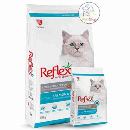 ريفلكس طعام جاف للقطط المعقمة بنكهة السلمون والارز متعدد الاوزان