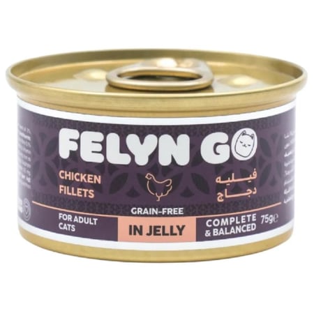 اكل قطط من فيلاين قو طعام كامل معلبات شرائح دجاج في الجيلي 75غ