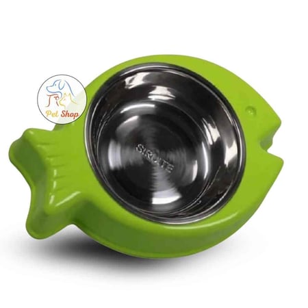 صحن ستيل لطعام للقطط على شكل سمكة متعدد الالوان