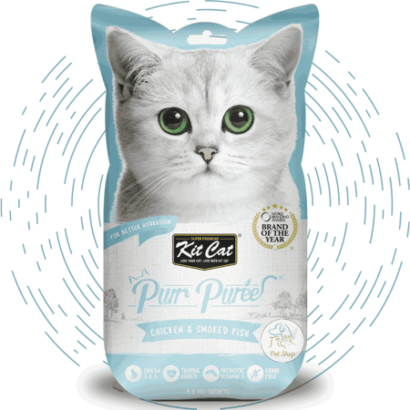 كت كات مكافآت purr puree بنكهة الدجاج و السمك المدخن  4*15ج