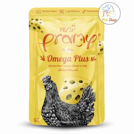 برامي اوميقا بلس اكل قطط رطب بنكهة الدجاج مع الجبن بالجلي 70 جرام