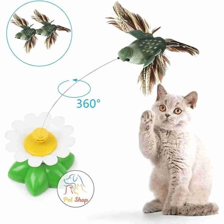 لعبة كهربائية ترفيهية للقطط على شكل زهرة مع دمية متحركة