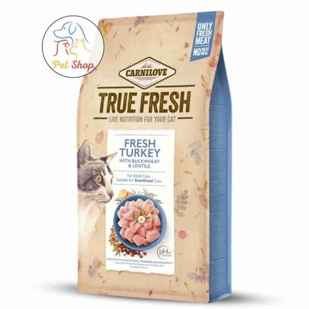 كارنيلوف ترو فريش طعام جاف للقطط المعقمه بنكهة الديك الرومي الطازج متعدد الاوزان