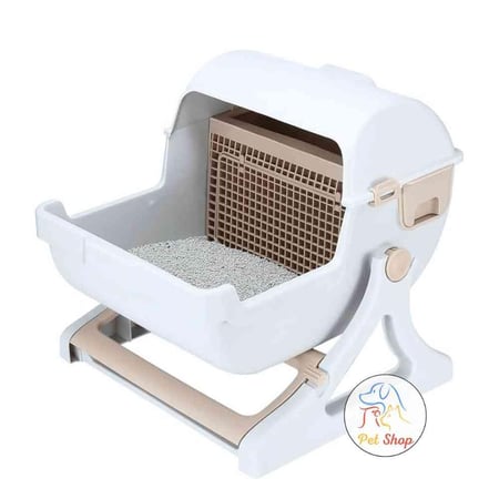 صندوق فضلات القطط شبه الأوتوماتيكي للتنظيف السريع مع مقعد بالوان متعددة مع سهولة الاستخدام