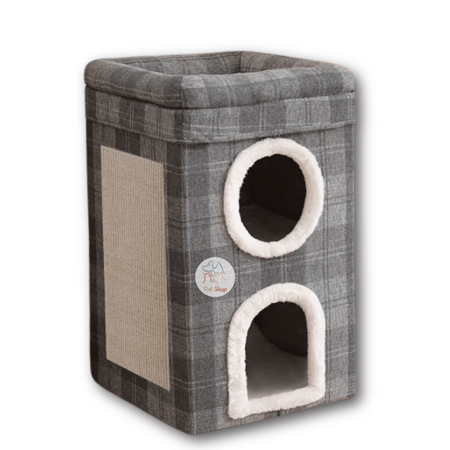 بيت كبير مع خداشة جانبية للقطط متعددة الالوان