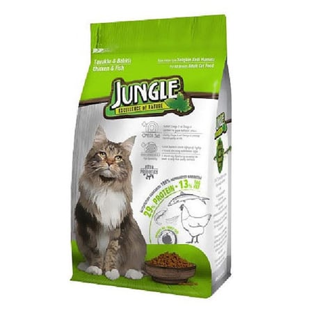 جنغل طعام جاف بنكهة الدجاج مع السمك للقطط البالغة 15كجم