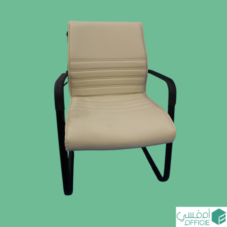 كرسي زوار جلدي بيج